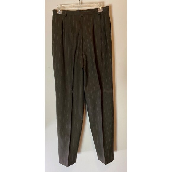 Benard Holtzman Harve Bernard Womens Pinstripe Brown Wool Pantsuit Size 10 - Picture 5 of 16